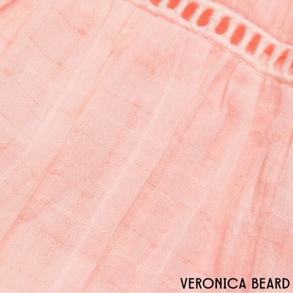 Veronica Beard Dewey Tiered Cotton Button-Up Tie Waist Dress Pink Haze Sz 8 - Picture 4 of 15
